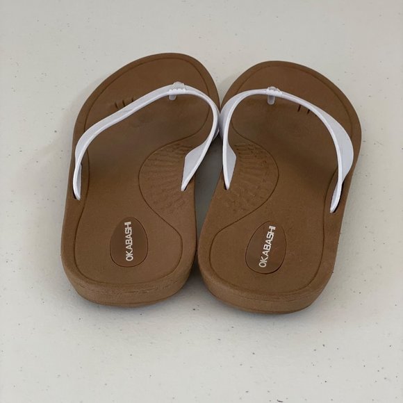 Okabashi Womens ML (US 8-9) Breeze Flip Flops Toffee White Comfortable USA Made - Picture 6 of 8